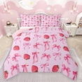 thumbnail image 1 of Feelyou Princess Pink Bowknot Queen Comforter Set, Cartoon Strawberry Bedding Sets, Teens Kids Girls Women Reversible Bedding Comforter Set, Ultra Soft Bedroom Decor, 3 Pieces, 1 of 8