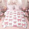thumbnail image 1 of Feelyou Princess Pink Bowknot Twin Bedding Sets 7-Piece for Kids, Cartoon Ribbon Ribbon Bedding Comforter Set, Cute Bow-tie Theme Reversible Sheet Sets, Ultra Soft Bedroom Decor, 1 of 8