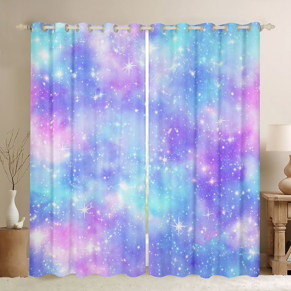 Feelyou Purple Blue Sky Curtains Pack of 2 (42x84 Each), Dreamy Stars Curtains Blackout