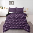 thumbnail image 1 of Feelyou Purple Boho Damask Queen Comforter Set, Tribal Gothic Cat Bedding Set, 3pcs, 1 of 8