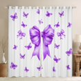 thumbnail image 1 of Feelyou Purple Bow Black Out Curtains, Butterfly Ribbon Curtains Pack of 2 (42x63 Each), 1 of 6