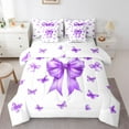thumbnail image 1 of Feelyou Purple Bow Knot Twin Bedding Sets 7pcs, Butterfly Ribbon Bedding Comforter Set, 1 of 8