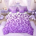 thumbnail image 1 of Feelyou Purple Cheetah Print Comforter Set 7pcs, Glitter Polkadots King Bedding Sets, 1 of 8