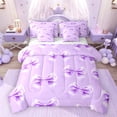 thumbnail image 1 of Feelyou Purple Cute Bowknot Bedding Comforter Set 7pcs, Fairy Princess King Bedding Sets, 1 of 8