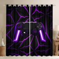 thumbnail image 1 of Feelyou Purple Game Console Blackout Curtains Set of 2 (52x84 Each) for Kids, Neon Glowing Honeycomb Window Curtains, Gaming Gamer Curtains and Drapes, Window Curtains Decor, 1 of 6