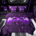 thumbnail image 1 of Feelyou Purple Game Controller Bedding Comforter Set 7pcs, Neon Honeycomb Abstract Queen Bedding Sets, Teens Kids Boys Girls Reversible Queen Sheet Sets, Lightweight Room Decor, 1 of 9