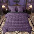 thumbnail image 1 of Feelyou Purple Hipple Damask Comforter Set 7pcs, Western Life Tree Full Bedding Set, 1 of 8
