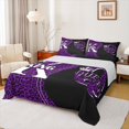 thumbnail image 1 of Feelyou Purple Leopard Print Bed Sheets, Romantic Anniversary King Sheets, Stripes Geometric Sheet Set, Ultra Soft Home Decor, 4pcs, 1 of 7