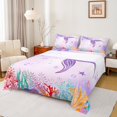 thumbnail image 1 of Feelyou Purple Mermaid Tail Bed Sheets for Kids, Cartoon Ocean Coral King Sheets, Fairy Tale Princess Sheet Set, Lightweight Room Decor, 4 Pieces, 1 of 7