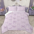 thumbnail image 1 of Feelyou Purple Polkadot Ribbon Full Size Comforter Sets, Kawaii Cartoon Bow-tie Bedding Comforter Set, Cute Princess Bow Reversible Bedding Sets, Super Cozy Room Decor, 3pcs, 1 of 8