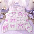 thumbnail image 1 of Feelyou Purple Princess Bow Twin Comforter Sets, Lines Abstract Ribbon Bedding Set, 2pcs, 1 of 8