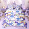 thumbnail image 1 of Feelyou Purple Rainbow Cloud Bedding Comforter Set 7pcs, Kawaii Stars Galaxy Sky Queen Bedding Sets, Teens Kids Boys Girls Reversible Queen Sheet Sets, Super Cozy Room Decor, 1 of 8