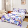 thumbnail image 1 of Feelyou Purple Rainbow Cloud Full Size Sheets, Kawaii Stars Galaxy Sky Bed Sheets, Teens Kids Boys Girls Sheet Sets, Super Cozy Room Decor, 4pcs, 1 of 7