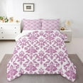 thumbnail image 1 of Feelyou Purple Tribal Damask Queen Comforter Set, Boho Floral Bedding Comforter Set, 3pcs, 1 of 8