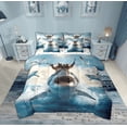 thumbnail image 1 of Feelyou Raccoon Riding Shark Bedding Comforter Set 7 Pieces, Kawaii Sealife Animal Full Bedding Set, Ocean Birds Reversible Fitted Sheet Flat Sheet, Ultra Soft Home Decor, 1 of 7