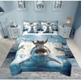 thumbnail image 1 of Feelyou Raccoon Riding Shark Twin Bedding Sets 7-Piece, Kawaii Sealife Animal Bedding Comforter Set, Ocean Birds Reversible Sheet Sets, Ultra Soft Home Decor, 1 of 7