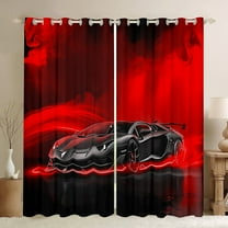 Feelyou Racing Car Boys Black Out Curtains, Black Red Automobile Curtains Pack of 2 (42x63 Each), Extreme Speed Sports Bedroom Curtains, Window Curtains Room Decor