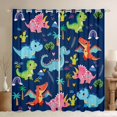 thumbnail image 1 of Feelyou Rainbow Dino Wildlife Black Out Curtains for Kids Boys Girls, Tropical Palm Curtains Pack of 2 (42x63 Each), Navy, 1 of 6