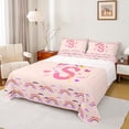 thumbnail image 1 of Feelyou Rainbow Letter S Queen Sheet Sets for Girls, Cartoon Lover Heart Bed Set, Pink, 4 Pieces, 1 of 5