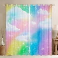 thumbnail image 1 of Feelyou Rainbow Stars Blackout Curtains Set of 2 (52x84 Each), Princess Window Curtains, 1 of 6
