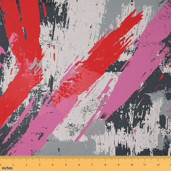 Feelyou Red Abstract Fabric by the Yard 1 Yard for Adult, Stripe Ombre Home Decor Fabric by the Yard, Chic Minimalism Sewing Fabric, Lightweight Room Decor