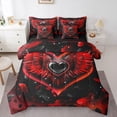 thumbnail image 1 of Feelyou Red Angel Wing Bedding Comforter Set 7pcs, Happy Anniversary Queen Bedding Sets, 1 of 8