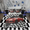 thumbnail image 1 of Feelyou Red Cartoon Car Twin Bedding Sets 7-Piece, Sports Car Bedding Comforter Set, Checkered Geometric Sheet Sets, Super Cozy Room Decor, 1 of 7