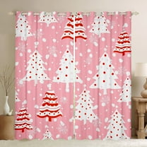Feelyou Red Dots Christmas Tree Black Out Curtains, Princess Pink Cartoon Curtains Pack of 2 (42x63 Each), Happy New Year Bedroom Curtains, Curtains and Drapes Room Decor