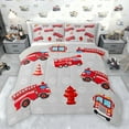 thumbnail image 1 of Feelyou Red Fire Fighter Queen Comforter Set for Teen, Cartoon Truck Car Bedding Sets, Vehicle Theme Reversible Bedding Comforter Set, Lightweight Room Decor, 3 Pieces, 1 of 8