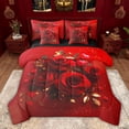 thumbnail image 1 of Feelyou Red Gold Rose Bedding Comforter Set 7pcs for Teen, Romantic Anniversary Flower Queen Bedding Sets, Love Heart Reversible Queen Sheet Sets, Breathable Home Decor, 1 of 8