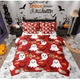 thumbnail image 1 of Feelyou Red Gothic Haloween Twin Bedding Sets 7-Piece, Kawaii Cartoon Ghost Pumpkin Bedding Comforter Set, Groovy Daisy Flower Reversible Sheet Sets, Breathable Home Decor, 1 of 7