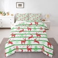 thumbnail image 1 of Feelyou Red Reindeer Print Queen Comforter Set for Kids, Green Christmas Tree Bedding Sets, Stripes Geometric Reversible Bedding Comforter Set, Super Cozy Room Decor, 3 Pieces, 1 of 8