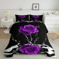 thumbnail image 1 of Feelyou Red Rose Comforter Set Size Romantic Floral Blossom Bedding Set Black Red Comforter for Women Men for Lover Quilt Set, 1 of 6
