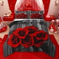 thumbnail image 1 of Feelyou Red Rose Flower Full Size Comforter Sets for Couple, Romantic Flower Floral Bedding Comforter Set, Happy Valentine's Day Reversible Bedding Sets, Ultra Soft Bedroom Decor, 3-Piece, 1 of 9