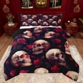 thumbnail image 1 of Feelyou Red Rose Flower Full Size Comforter Sets for Couple, Romantic Gothic Skull Bedding Comforter Set, Happy Valentine's Day Reversible Bedding Sets, Microfiber Bedroom Decor, 3pcs, 1 of 8