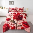 thumbnail image 1 of Feelyou Red Rose Flower Queen Comforter Set, Romantic Love Heart Bedding Set, 3pcs, 1 of 8
