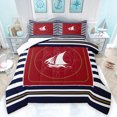 thumbnail image 1 of Feelyou Red Sailboat Rudder Queen Comforter Set, Ocean Nautical Bedding Sets, Fashion Stripes Abstract Bedding Comforter Set, Ultra Soft Bedroom Decor, 3 Pieces, 1 of 8