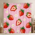 thumbnail image 1 of Feelyou Red Strawberry Kids Black Out Curtains, Cartoon Blossoms Flower Curtains Pack of 2 (42x63 Each), Yummy Fruit Bedroom Curtains, Black Out Curtains Decor, 1 of 6