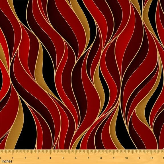 Feelyou Red Stripes Fabric by the Yard 2 Yards for Teens, Abstract Ombre Sewing Fabric, Chic Geometric Home Decor Fabric by the Yard, Ultra Soft Home Decor