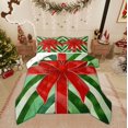 thumbnail image 1 of Feelyou Red Xmas Bowknot Queen Comforter Set, Christmas Gifts Bedding Sets, Green Geometric Stripes Reversible Bedding Comforter Set, Luxury Bedroom Decor,3 Pieces, 1 of 8
