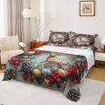thumbnail image 1 of Feelyou Reindeer Elk Queen Sheet Sets for Teen, Christmas Pine Plant Flat Sheet, Winter Festival Holiday Queen Fitted Sheet, Ultra Soft Home Decor, 4pcs, 1 of 7