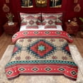 thumbnail image 1 of Feelyou Retro Aztec Adult Bedding Comforter Set 7pcs, Red Mandala Triangle Queen Bedding Sets, Bohemian Southwestern Theme Reversible Queen Sheet Sets, Breathable Home Decor, 1 of 8