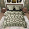 thumbnail image 1 of Feelyou Retro Aztec Bedding Comforter Set 7pcs, Green Triangle Abstract Full Bedding Set, 1 of 8
