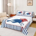 thumbnail image 1 of Feelyou Retro Baseball Hat Queen Sheet Sets, Blue Stripes Lines Bed Set, 4pcs, 1 of 7