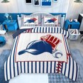 thumbnail image 1 of Feelyou Retro Baseball Hat Twin Comforter Sets, Blue Stripes Lines Bedding Set, 2pcs, 1 of 8