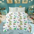 thumbnail image 1 of Feelyou Retro Cartoon Dinosaur Full Size Comforter Sets for Kids Boys Girls, Kawaii Ancient Wildlife Bedding Sets, Green White, Polkadot Reversible, 3pcs, 1 of 6