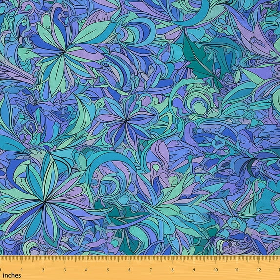 Feelyou Retro Cartoon Flower Fabric by the Yard 1 Yard, Rustic Farmhouse Room Decor Fabric by the Yard, Teens Kids Adult Fabric for Sewing, Ultra Soft Home Decor