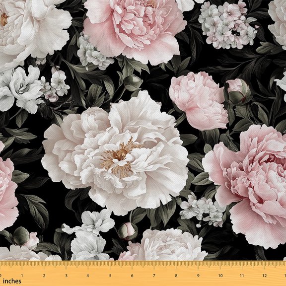 Feelyou Retro Cartoon Flower Fabric by the Yard 1 Yard, Rustic Farmhouse Sewing Fabric, Teens Kids Adult Home Decor Fabric by the Yard, Breathable Home Decor