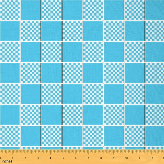 Feelyou Retro Checkered Fabric by the Yard 2 Yards, Abstract Geometric Home Decor Fabric by the Yard, Plaid Rectangle Sewing Fabric, Ultra Soft Home Decor