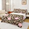thumbnail image 1 of Feelyou Retro Cheetah Print Twin Sheet Sets, Cartoon Western Stars Bedding, 3-Piece, 1 of 7